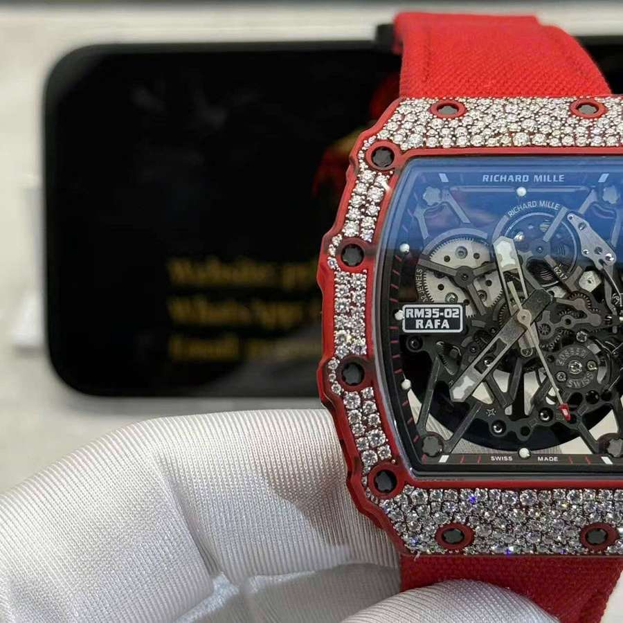Orologio replica: Richard Mille RM 35-02, rosso, Quartz TPT, su misura, 1:1, neve, diamanti, movimento Vaucher, 49,94 mm X 44,5 mm — straordinario – Foto 7