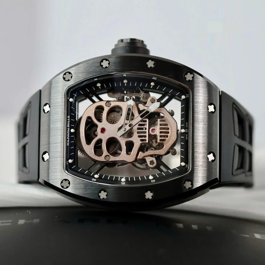 Orologio replica: Richard Mille RM 52-01 Skull, tourbillon, ceramica nera, cassa, di alta qualità, cinturino, 43 mm — tra i meglio recensiti – Foto 3
