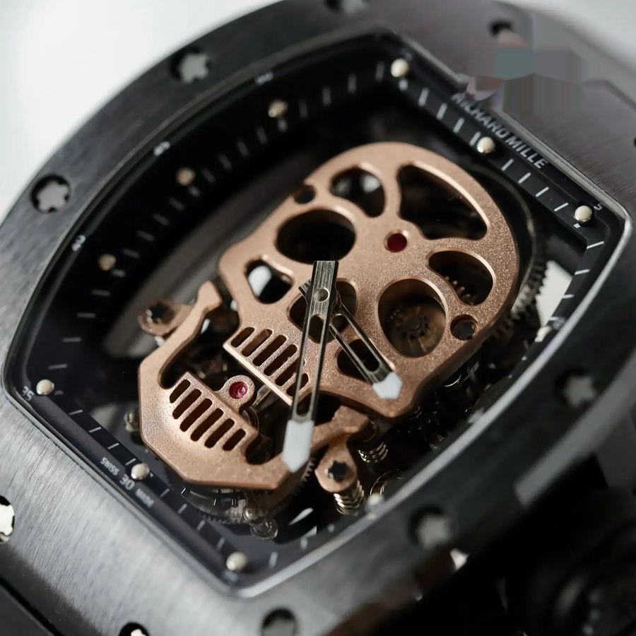 Orologio replica: Richard Mille RM 52-01 Skull, tourbillon, ceramica nera, cassa, di alta qualità, cinturino, 43 mm — tra i meglio recensiti – Foto 4