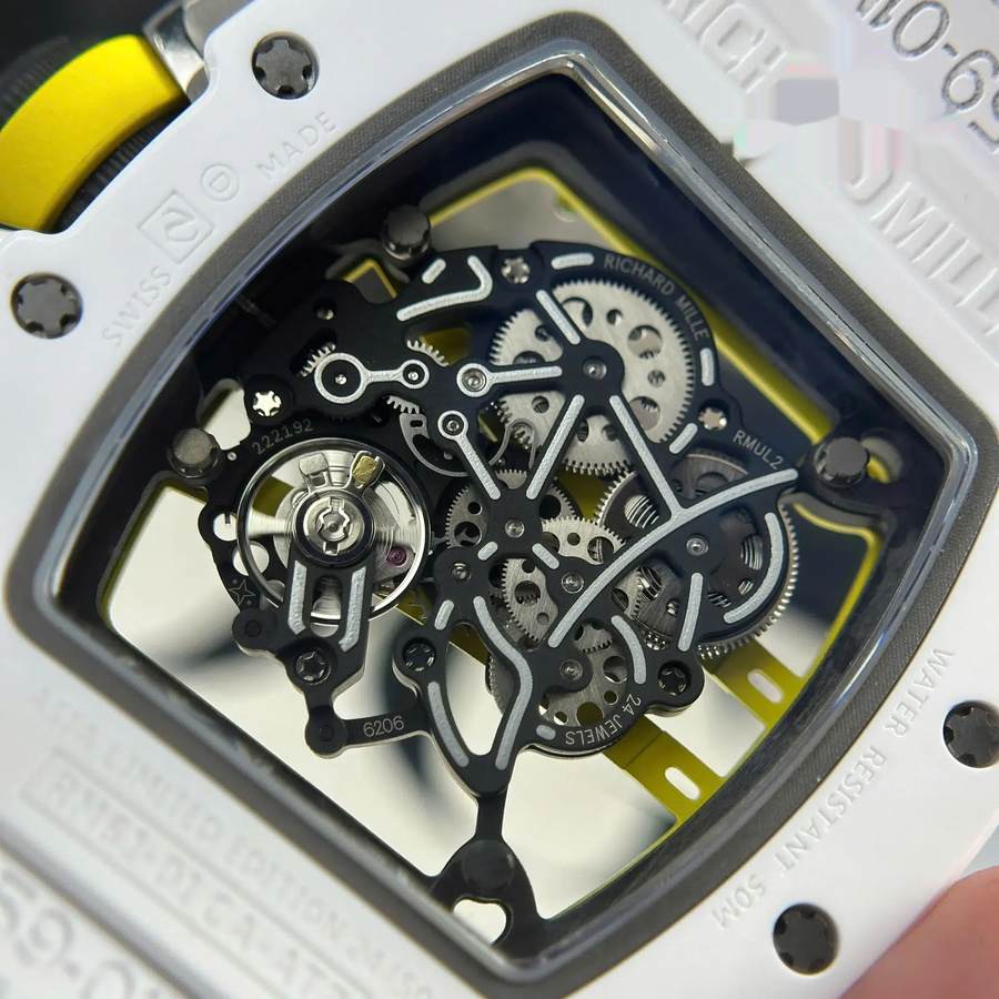 Orologio replica: Richard Mille RM 61-01 Yohan Blake, Asia, limitato, ceramica bianca, ZF 42,7 mm X 50,23 mm — aggraziato – Foto 12