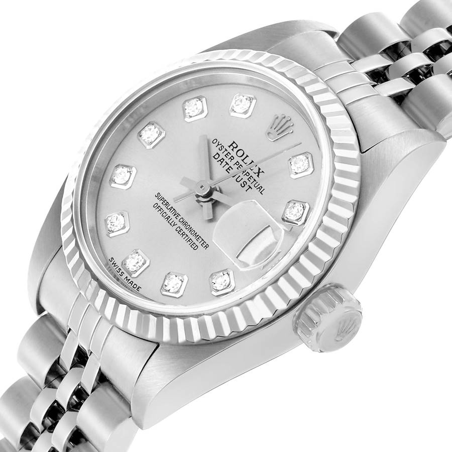 Orologio replica da donna: Rolex Datejust, acciaio e oro bianco, argentato, quadrante con diamanti, 79174 — incantevole – Foto 3