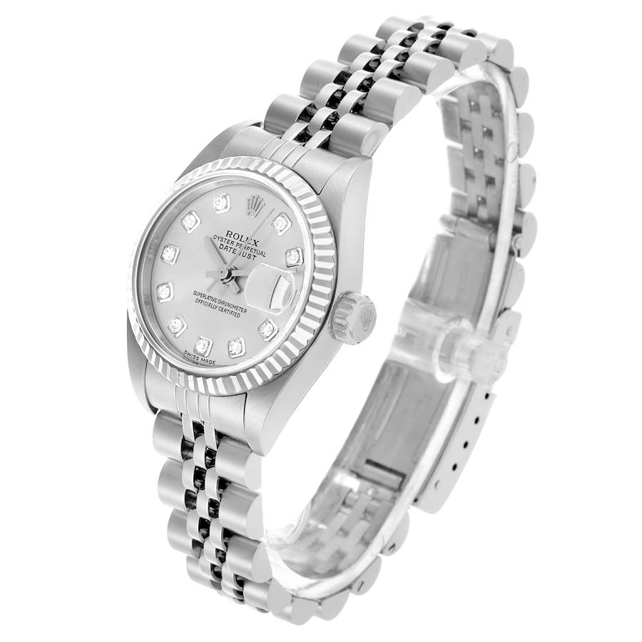 Orologio replica da donna: Rolex Datejust, acciaio e oro bianco, argentato, quadrante con diamanti, 79174 — incantevole – Foto 4