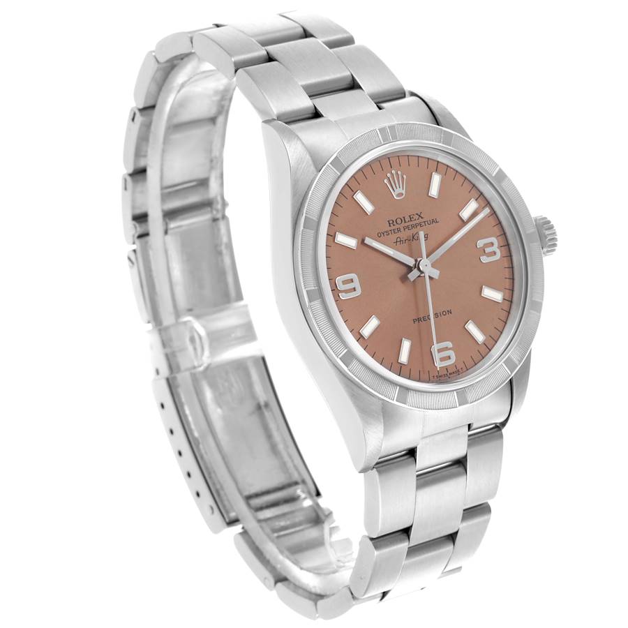 Orologio replica da uomo: Rolex Air King 34, quadrante salmone, lunetta guilloché, acciaio, 14010 — appena presentato – Foto 3