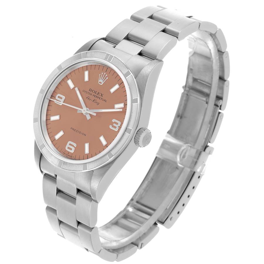 Orologio replica da uomo: Rolex Air King 34, quadrante salmone, lunetta guilloché, acciaio, 14010 — appena presentato – Foto 4