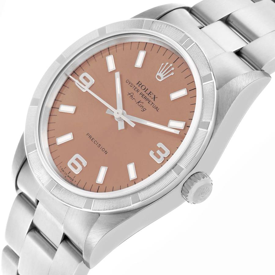 Orologio replica da uomo: Rolex Air King 34, quadrante salmone, lunetta guilloché, acciaio, 14010 — appena presentato – Foto 5