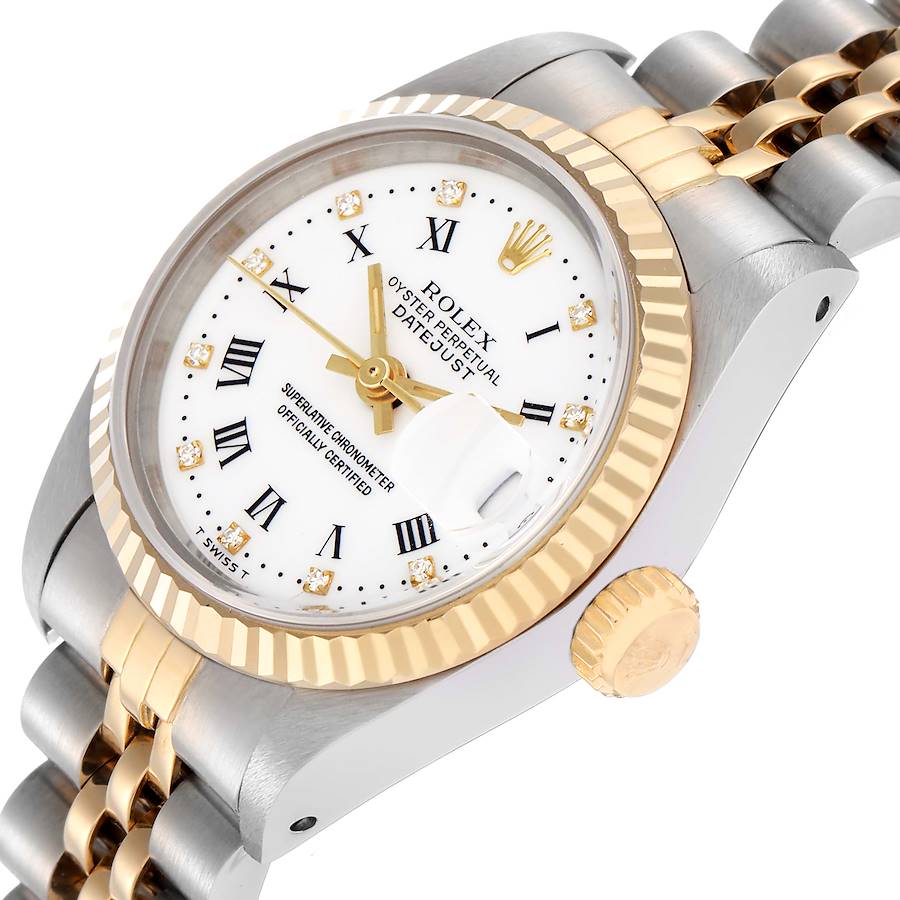 Orologio replica da donna: Rolex Datejust, acciaio e oro giallo, bianco, quadrante con numeri romani, 69173 — eccellente – Foto 4