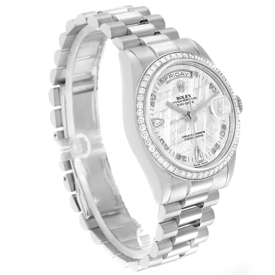 Orologio replica: Rolex President Day-Date, platino, diamanti, quadrante in meteorite, 118346 — eccezionale – Foto 4