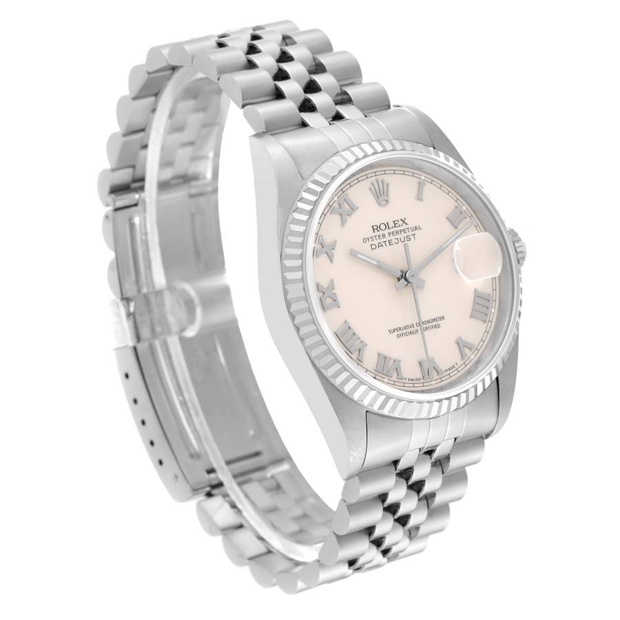 Orologio replica da uomo: Rolex Datejust, avorio, quadrante con numeri romani, acciaio e oro bianco, 16234 — magnifico – Foto 3
