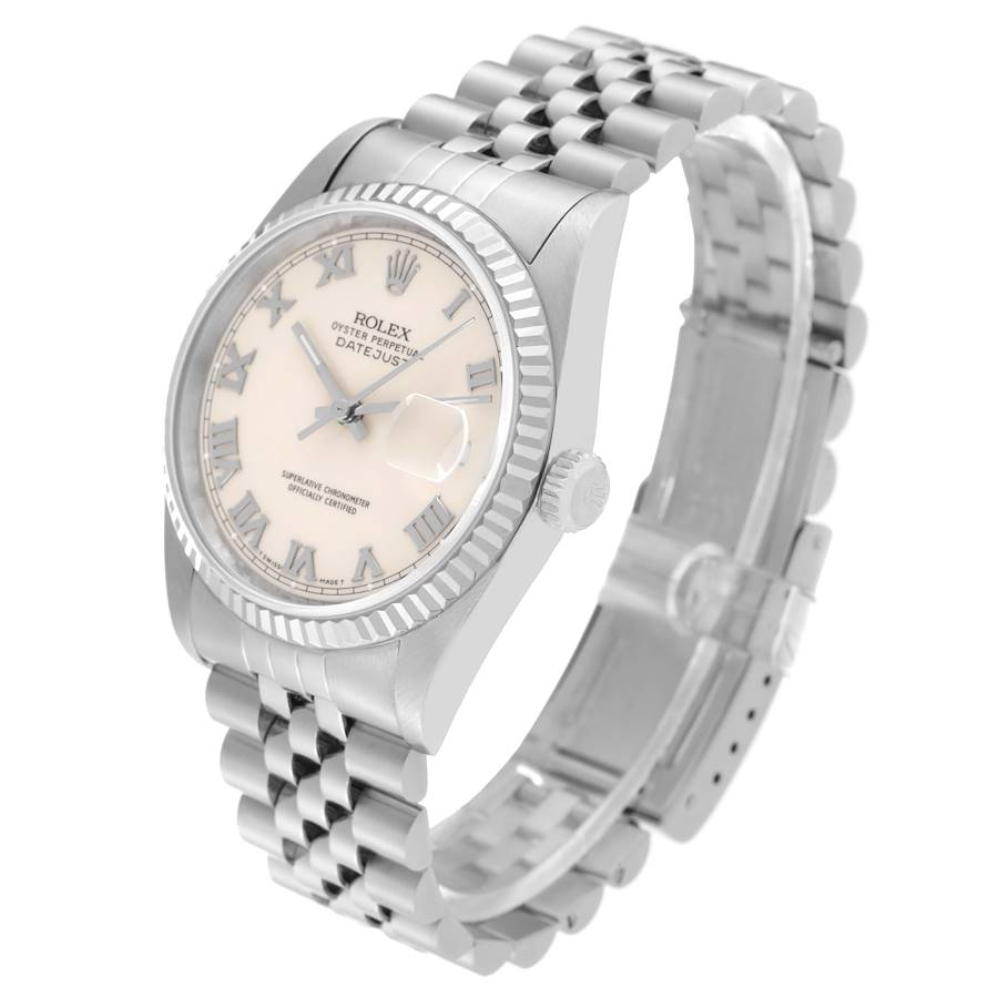 Orologio replica da uomo: Rolex Datejust, avorio, quadrante con numeri romani, acciaio e oro bianco, 16234 — magnifico – Foto 4