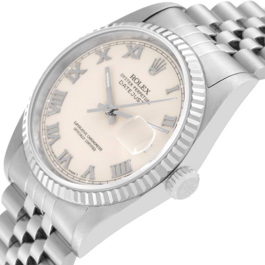Orologio replica da uomo: Rolex Datejust, avorio, quadrante con numeri romani, acciaio e oro bianco, 16234 — magnifico – Foto 5