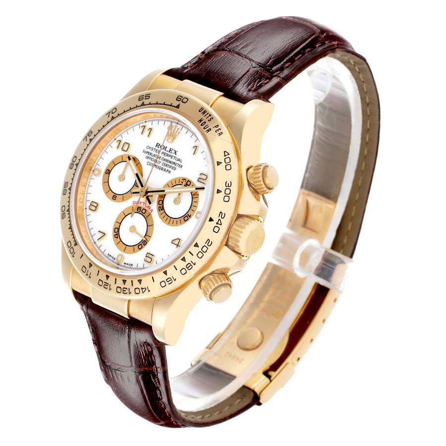 Orologio replica da uomo: Rolex Daytona, oro giallo, quadrante bianco, Marrone, cinturino, 116518 — nuovo – Foto 4