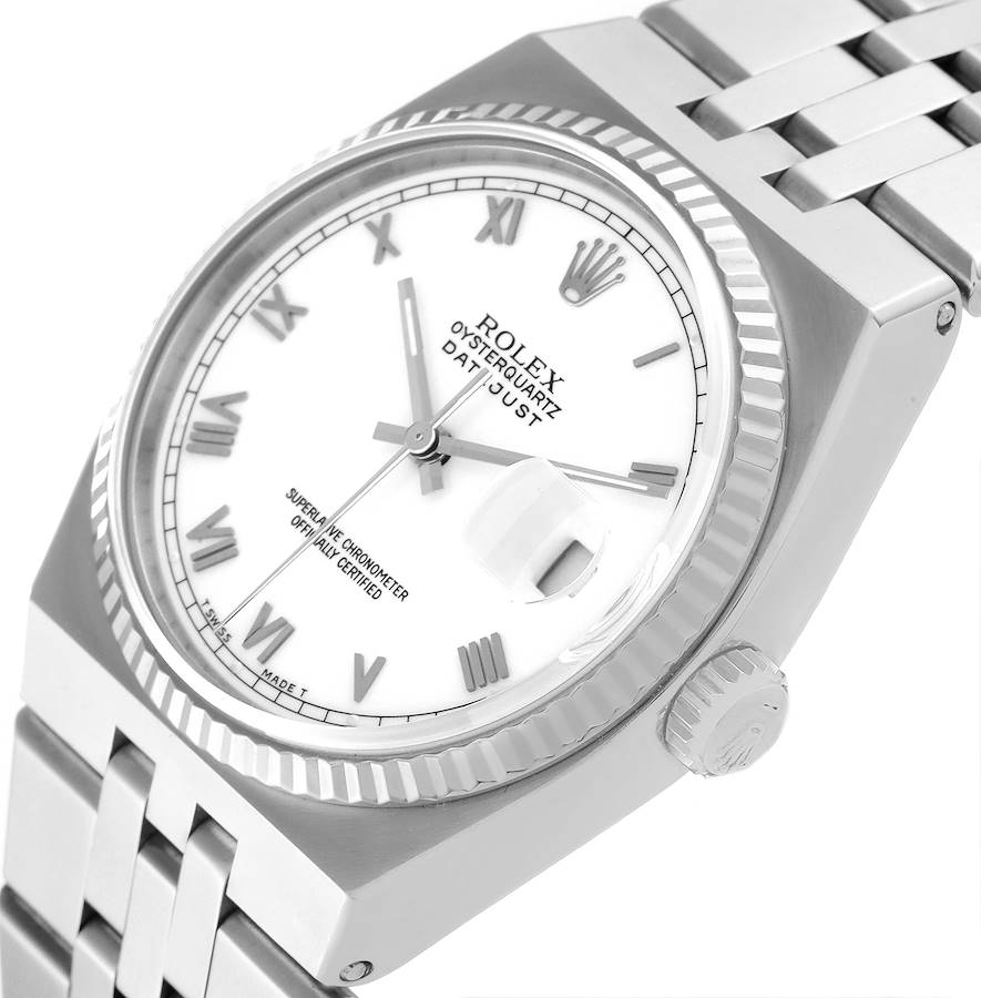Orologio replica: Rolex Oysterquartz Datejust, acciaio e oro bianco, lunetta zigrinata, 17014 — in evidenza – Foto 5