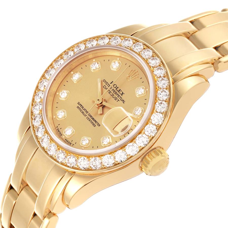 Orologio replica da donna: Rolex Pearlmaster Datejust, oro giallo, diamanti, 69298 — eccellente – Foto 4