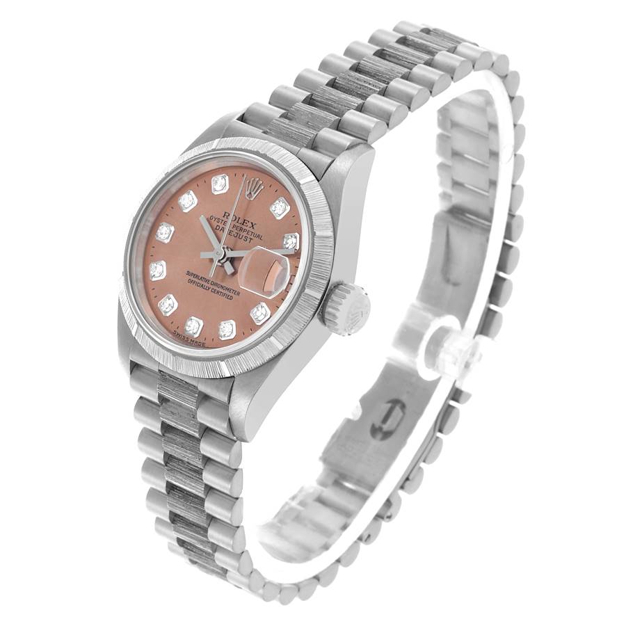 Orologio replica: Rolex President Datejust, oro bianco, finitura a corteccia, diamanti, 69279 — prezioso – Foto 3