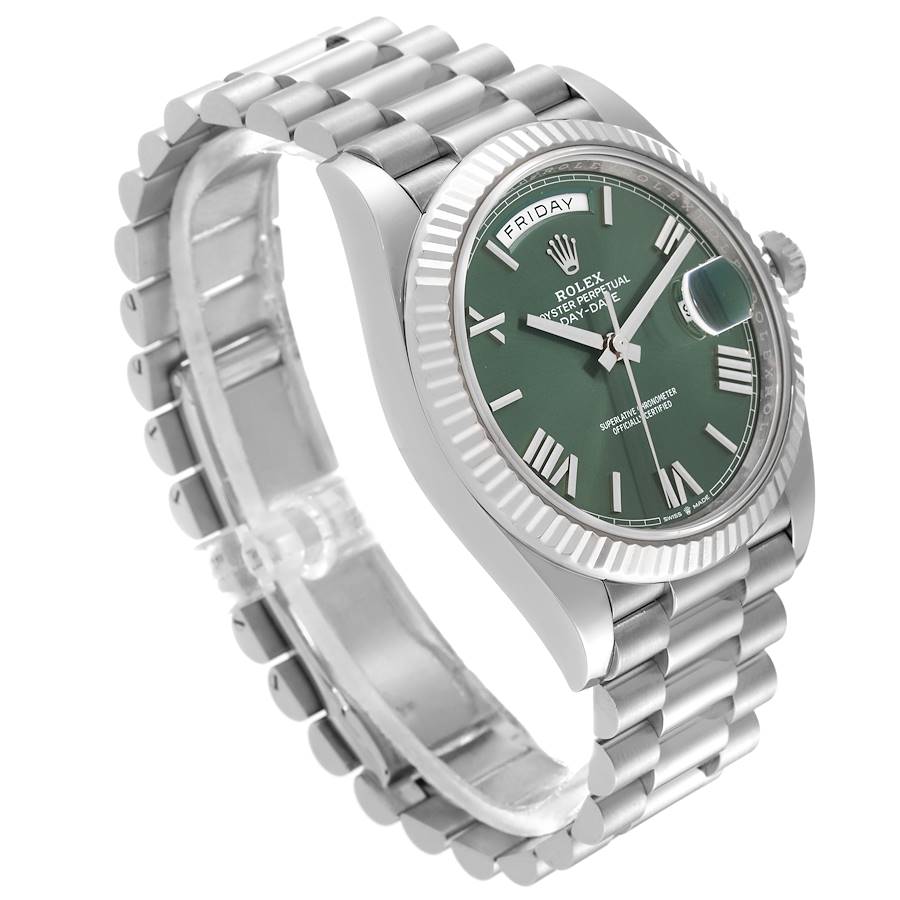 Orologio replica da uomo: Rolex President Day-Date 40, quadrante verde, oro bianco, 228239 — discreto – Foto 3
