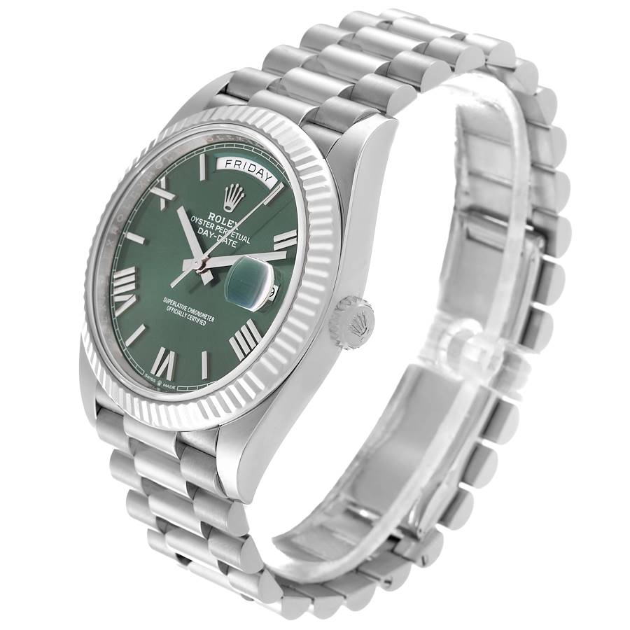 Orologio replica da uomo: Rolex President Day-Date 40, quadrante verde, oro bianco, 228239 — discreto – Foto 4