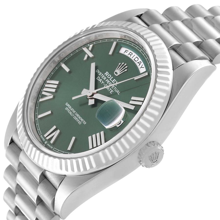 Orologio replica da uomo: Rolex President Day-Date 40, quadrante verde, oro bianco, 228239 — discreto – Foto 5
