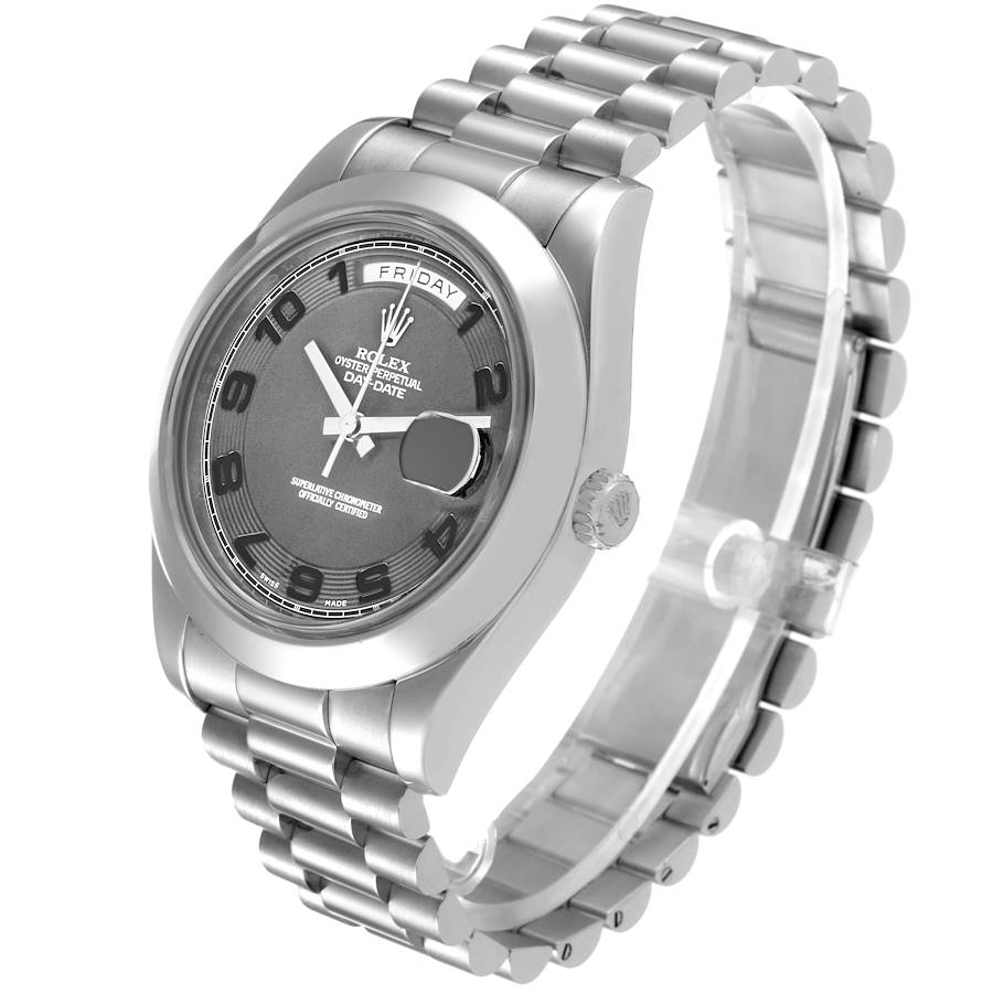 Orologio replica da uomo: Rolex President Day-Date II, mat, quadrante nero, platino, 218206 — discreto – Foto 3