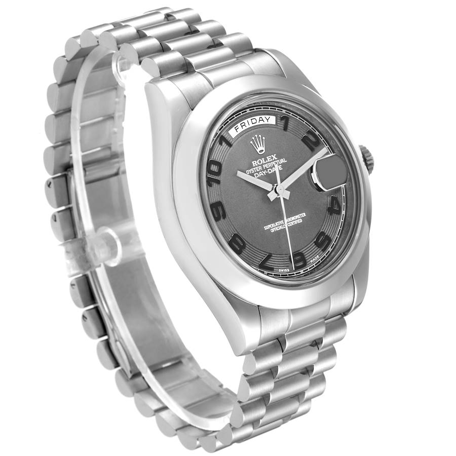 Orologio replica da uomo: Rolex President Day-Date II, mat, quadrante nero, platino, 218206 — discreto – Foto 4