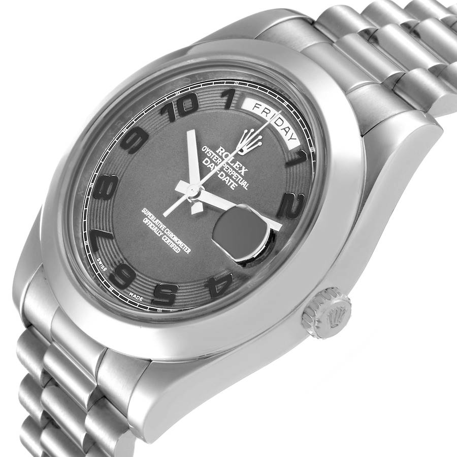 Orologio replica da uomo: Rolex President Day-Date II, mat, quadrante nero, platino, 218206 — discreto – Foto 5
