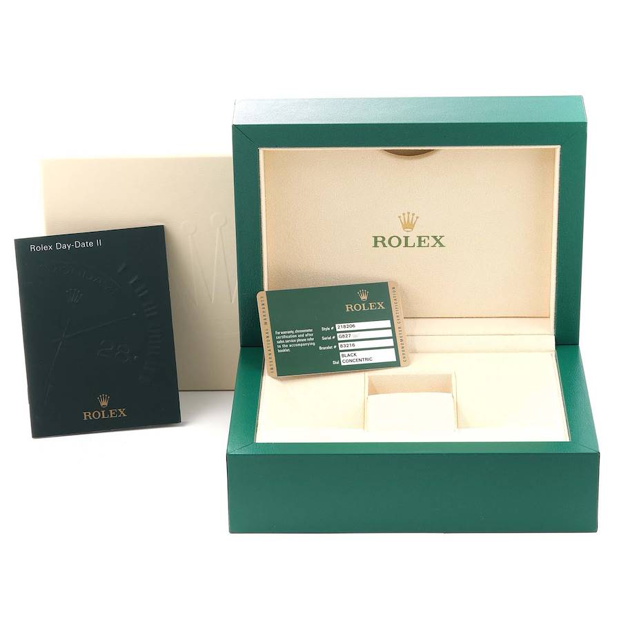 Orologio replica da uomo: Rolex President Day-Date II, mat, quadrante nero, platino, 218206 — discreto – Foto 7
